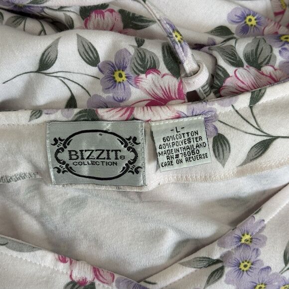 Vtg 90s Knit Maxi Dress Large Pink Floral Ties Cottage Modest Grandma Feminine - Picture 14 of 15